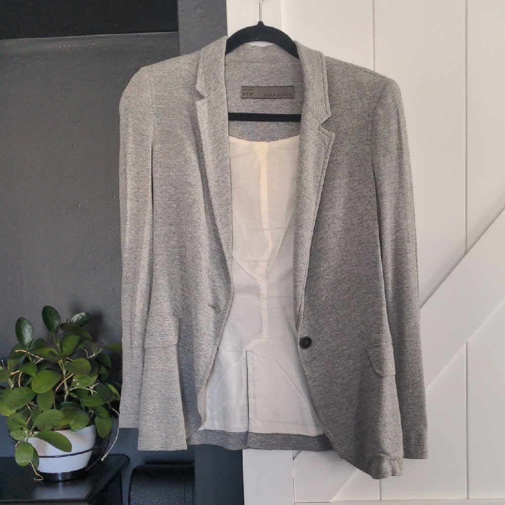 Zara Light Gray Woman's Knit Blazer